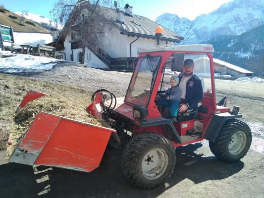 L’assessur regional Manfred Vallazza é chisc dis a ciasa. Al á dlaurela da fá de vigni sort de scüfs söl lüch da paur y ince da fá la belëita cun sü mituns.
