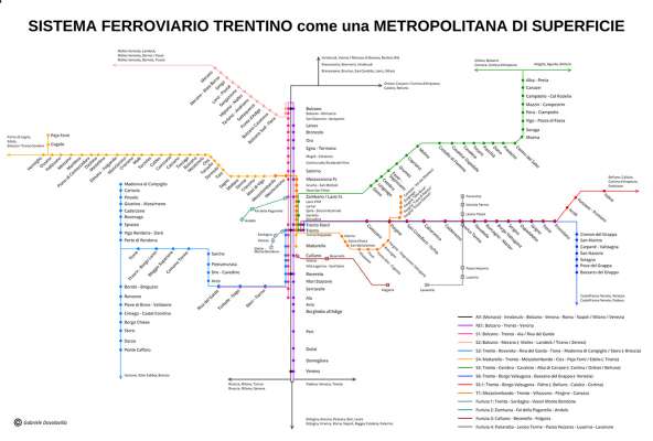 La mapa de coleamenc sun scina del Trentin con ite ence la ferata de la Veisc. 
