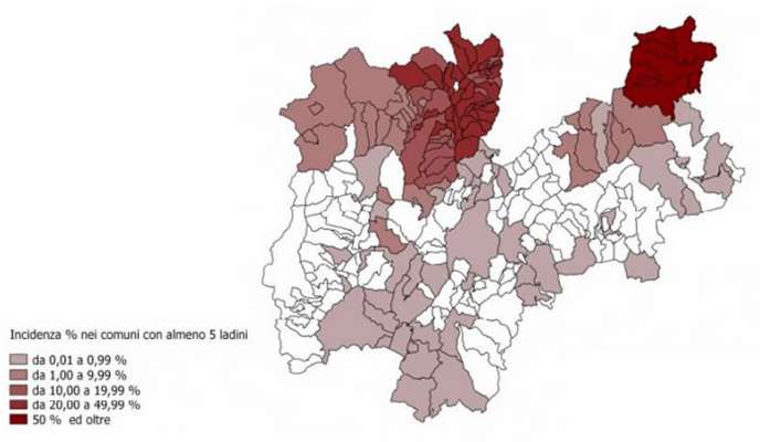 La mapa moscia i dac de la declarazion ladina del 2011.
