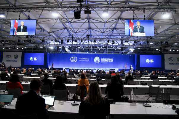 L prum minister dl Regn Unì Boris Johnson rejona a la zerimonia de giaurida dla Cop26 al SEC (zenter congresc) a Glasgow. Foto: Karwai Tang/ UK Government
