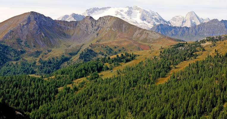 La mont da Ciastel, ulache assa da passé el colegamenc coi schi Cortina – Reba volù da Zaia i impiántisć ampezagn. El comitat »Ju le mán da nosta tiera a responù al Governator del Veneto: »El vegne a vedei cotánt salvaresc che i é chisc luosc.« (foto da facebook.com/CastelloDiAndraz)
