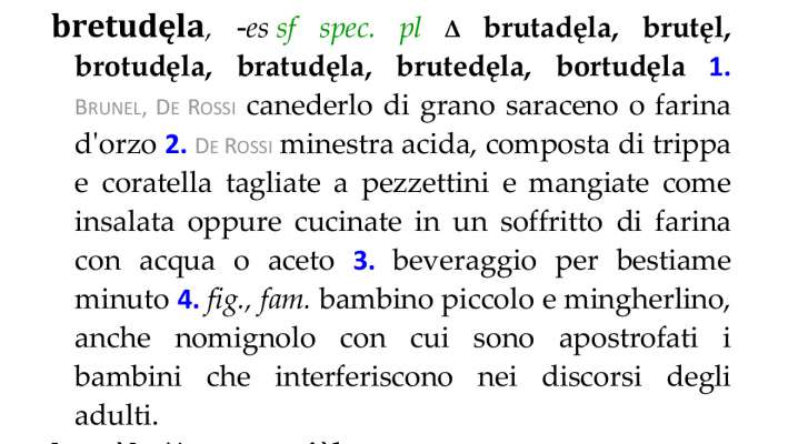 La ousc "bretudela" tel VOLF ABC dat fora en antepruma dal ICL del 2020: la definizion numer 2 la é da tor fora.
