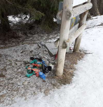 I sachec che i patrons di cians lascia do la strada de la Mont de Fuciada.
