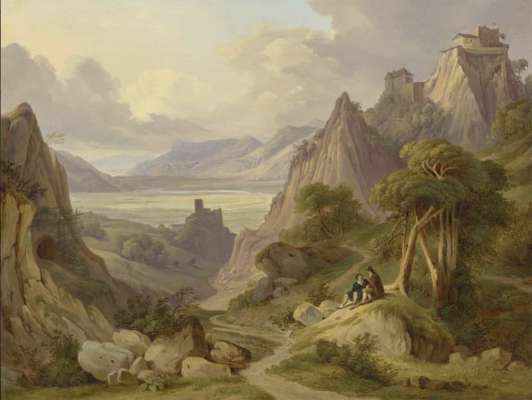 Kaarl Ludwig Frommel, Ciastel Tirol, 1838. Chësc depënt é da odëi tla mostra atuala.
