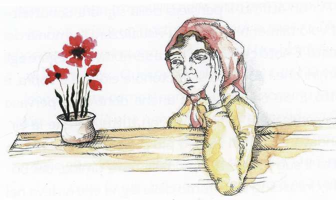 N dessëni dl'Anda Pan Sech – duta l'ilustrazions tl liber ie unides fates da sculeies y sculées.
