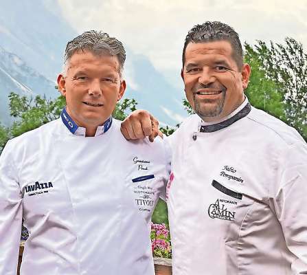 Graziano Prest e Fabio Pompanin, doi chef de Anpezo che se fesc onor in Francia, a ra Olimpiades Paris 2024.
