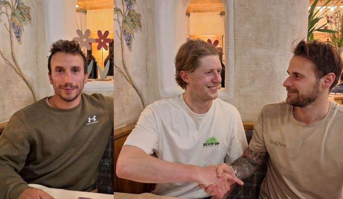 Martin Castlunger, Sebastiano Soracreppa e l diretor sportif del HC Gherdëina Joel Brugnoli.
