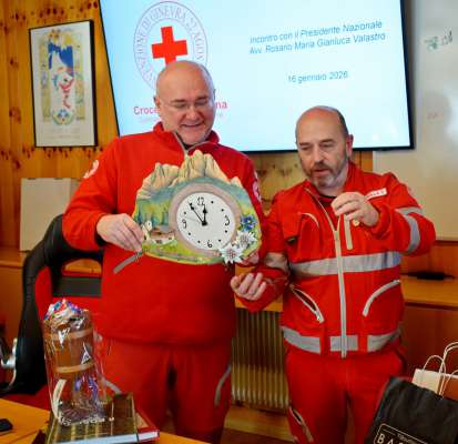 L president de la CRI tali&egrave;na Valastro col president de Fascia e Fiem Sommavilla.
