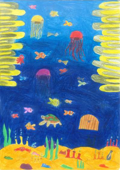 Dess&euml;gn de Marie Graffonara, 1. post tla elementara da San Martin (pr&ouml;m grup).

