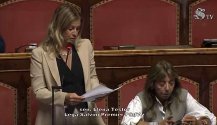 La senatora Elena Testor end&egrave;na sie intervent te aula del Senat en m&egrave;rtesc ai 14 de mess&egrave;l del 2026.
